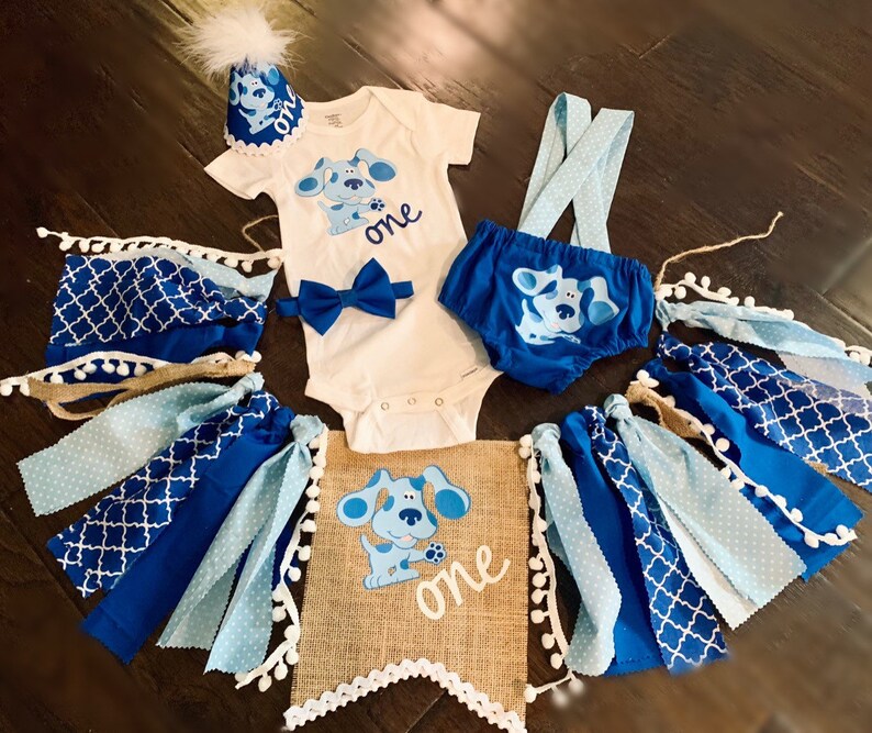 Blue Clue Custom Baby Boy Birthday Smash Cake Outfit/first Etsy