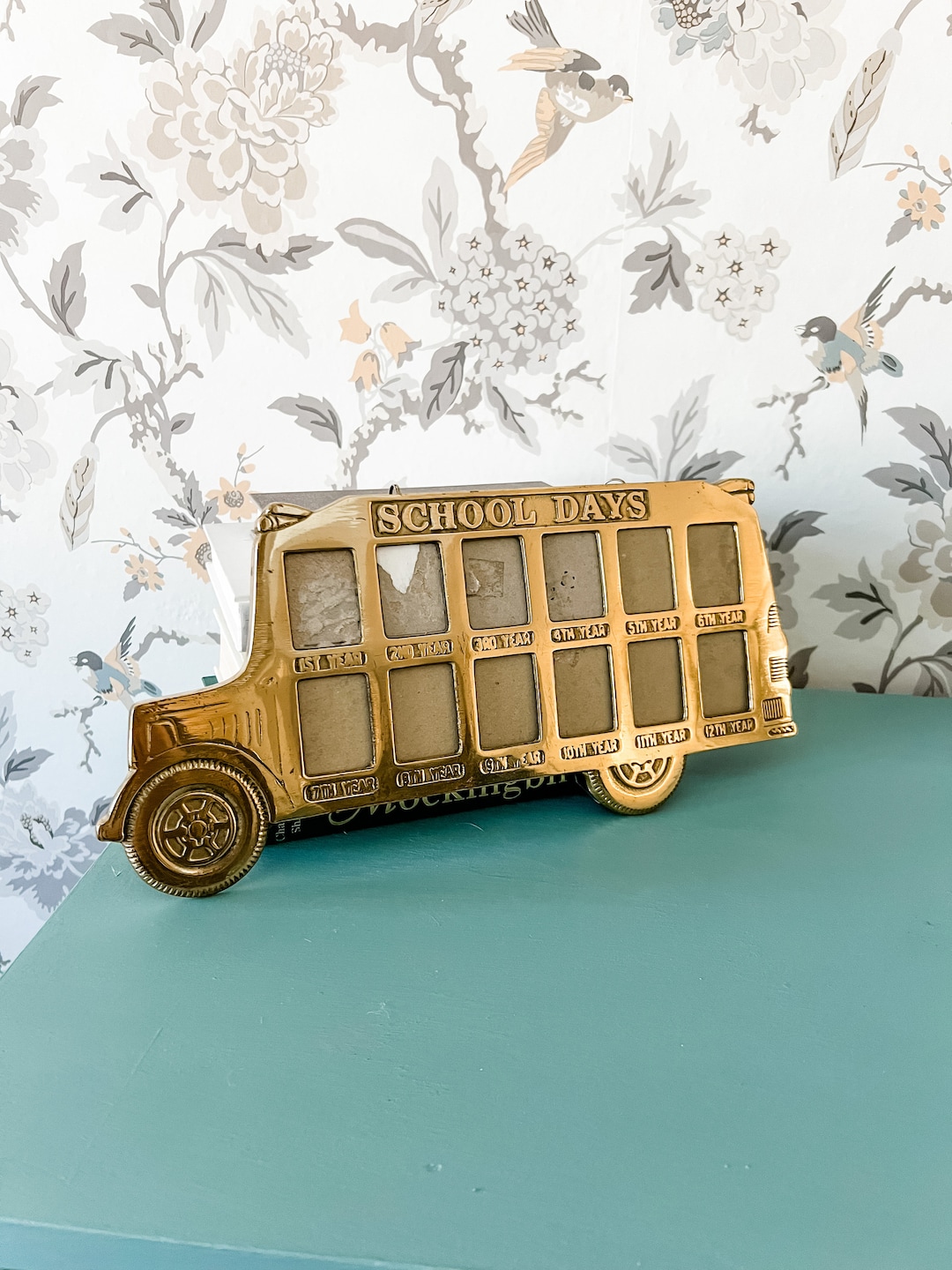 Large Vintage Brass School Bus School Days Picture Frame Etsy