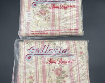 Vintage Lady Pepperell Galleria Carlisle bloemen tweeling hoeslakens lot 2 NOS