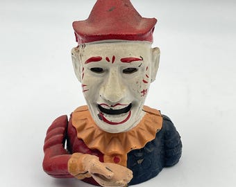 Tirelire mécanique vintage en fonte, style Humpty Dumpty, Taïwan, 20 cm