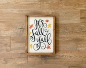 It 39 s Fall Y 39 all Autumn Decor Happy Fall Sign Fall Decor Wood Leaves Framed