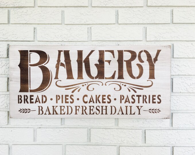 Bakery Baked Fresh Daily Bakery Sign Rustic Wood Sign Etsy