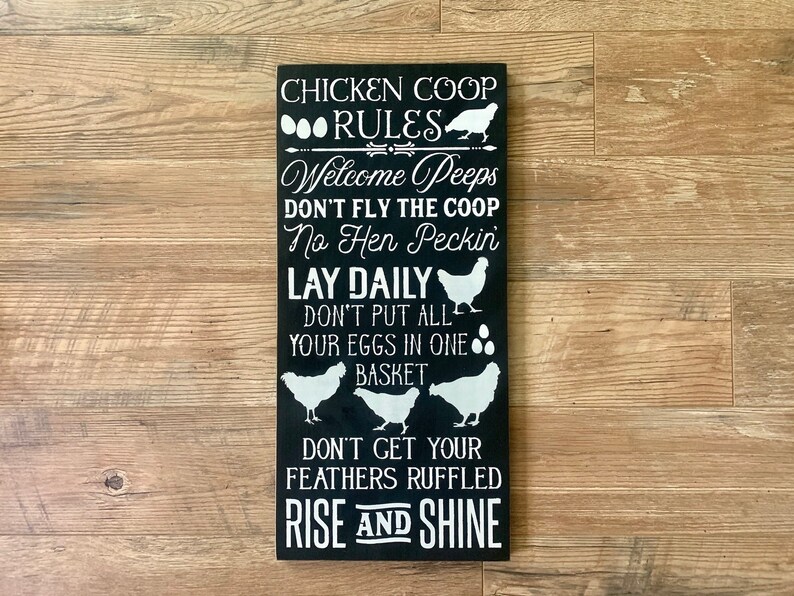 Chicken Coop Rules Chicken Coop Sign Chicken Rules Sign Rustic Wood Sign Custom Wood Sign Chicken Coop Rules Sign Fun Chicken Coop Art