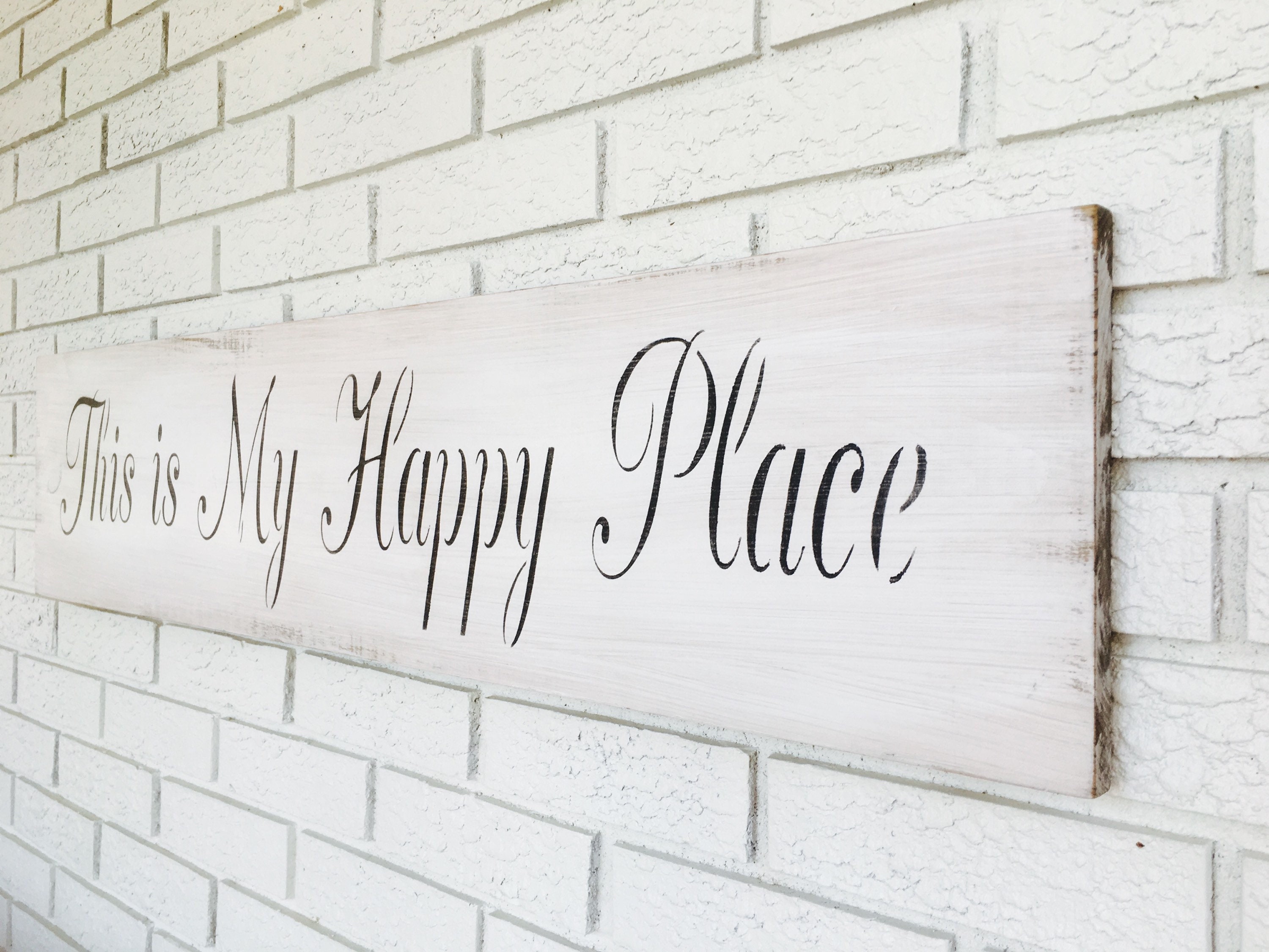 My Happy Place Sign Inspirational Wooden Signs Weathered Etsy