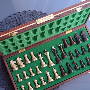Personalized 16"/41cm CHESS + BAG available; Ornamented Chess Set; All carved by hand - Medium Chess Set- Personalization for FREE