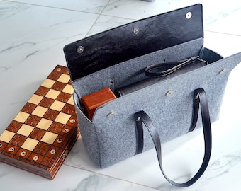Handmade Felt Chess Set Carrying Bag - Medium Size - Personalized Option