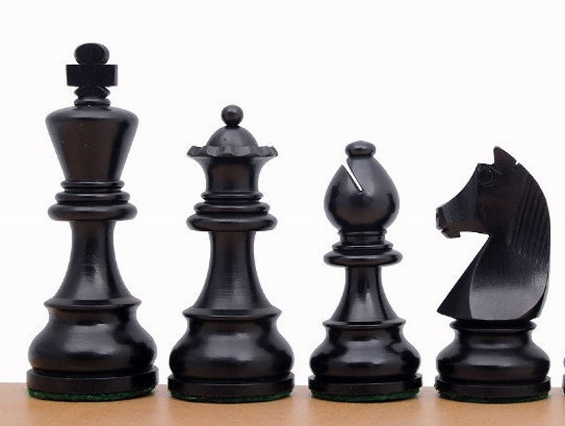 Famaus design Staunton nr.5; 3-12 8,9cm boxwood Chess PIECES Delux German Knight Ebonized