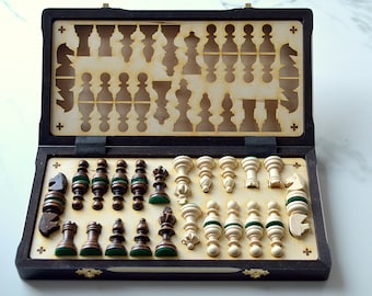 Unique Chess Set: Ecologic Hornbeam Beech Wood 13" = 35cm, Personalized Option