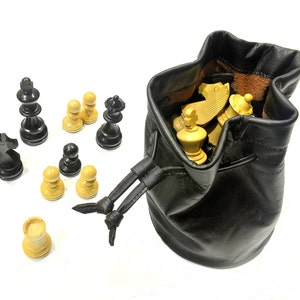 Handmade Leather Chess Piece Sack: Protective Storage Bag