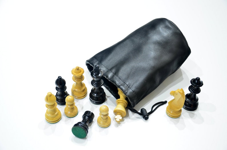 Famaus design Staunton nr.5; 3-12 8,9cm boxwood Chess PIECES Delux German Knight Ebonized