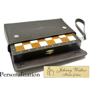 SALE !!! Personalized 11" Travel Magnetic Chess Set - Leather/Felt Cover available; 11" / 28cm -  Traveling set - Personalization for FREE