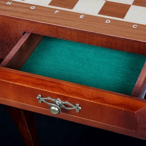 Chess Table Square table Delux item with mahogany intarsia-sycamore maple and hornbeam wood-Exclusive furniture-Personalization for free image 9