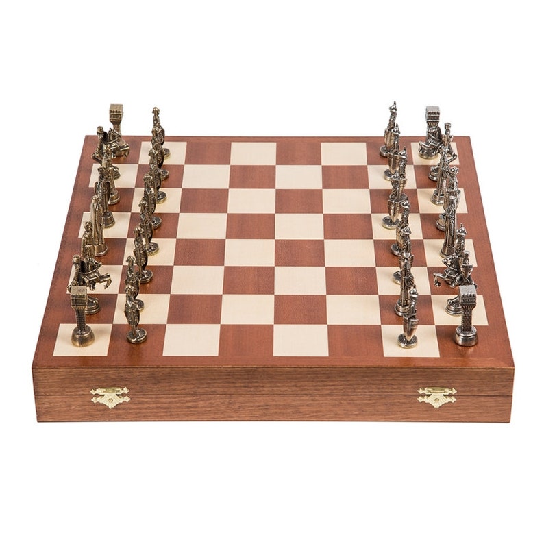 Diy Chess Piece Storage Metal chess pieces King Arthur soldiers Storage delux box15 | Etsy