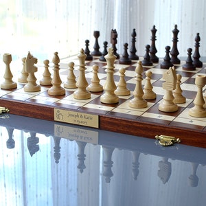 Personalized Big MAGNETIC 15&quot;/38cm Ornamented Chess Set; All carved by hand - Magnetic Chess Set - Beautiful gift - Personalization for FREE