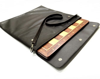 Bag for 17&quot; ChessBoard - Sewn by hand Black/Brown - For board 17&quot;/43cm,Tournament nr. 4-Personalization in option