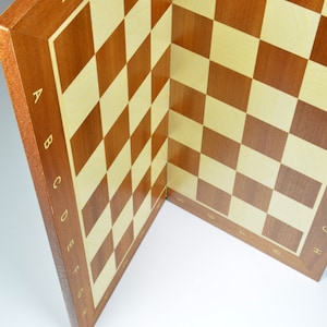 Personalized FOLDABLE 19&quot;/48cm Chess BOARD-mahogany & sycamore maple-Size nr. 5 - 19&quot;/48cm -Leather Cover available-Personalization for FREE
