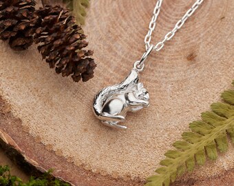 Sterling silver squirrel necklace.