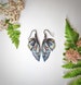 Dark blue petal fairy wing earrings. Blue faerie glitter wings.  Boho witch, faery, fae jewellery. Magical butterfly wing earrings gift 