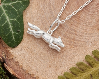 Sterling silver fox necklace