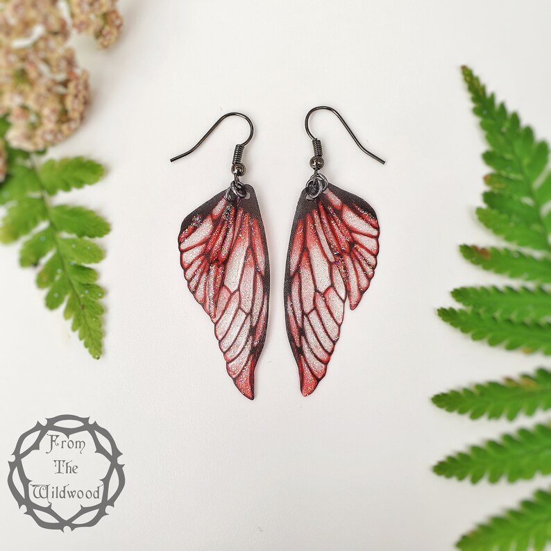 Fee Flügel Ohrringe. Rote leichte Fee Glitzer Flügel. Magische | Etsy