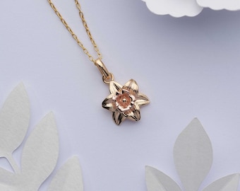 Golden daffodil necklace. March birth flower.
