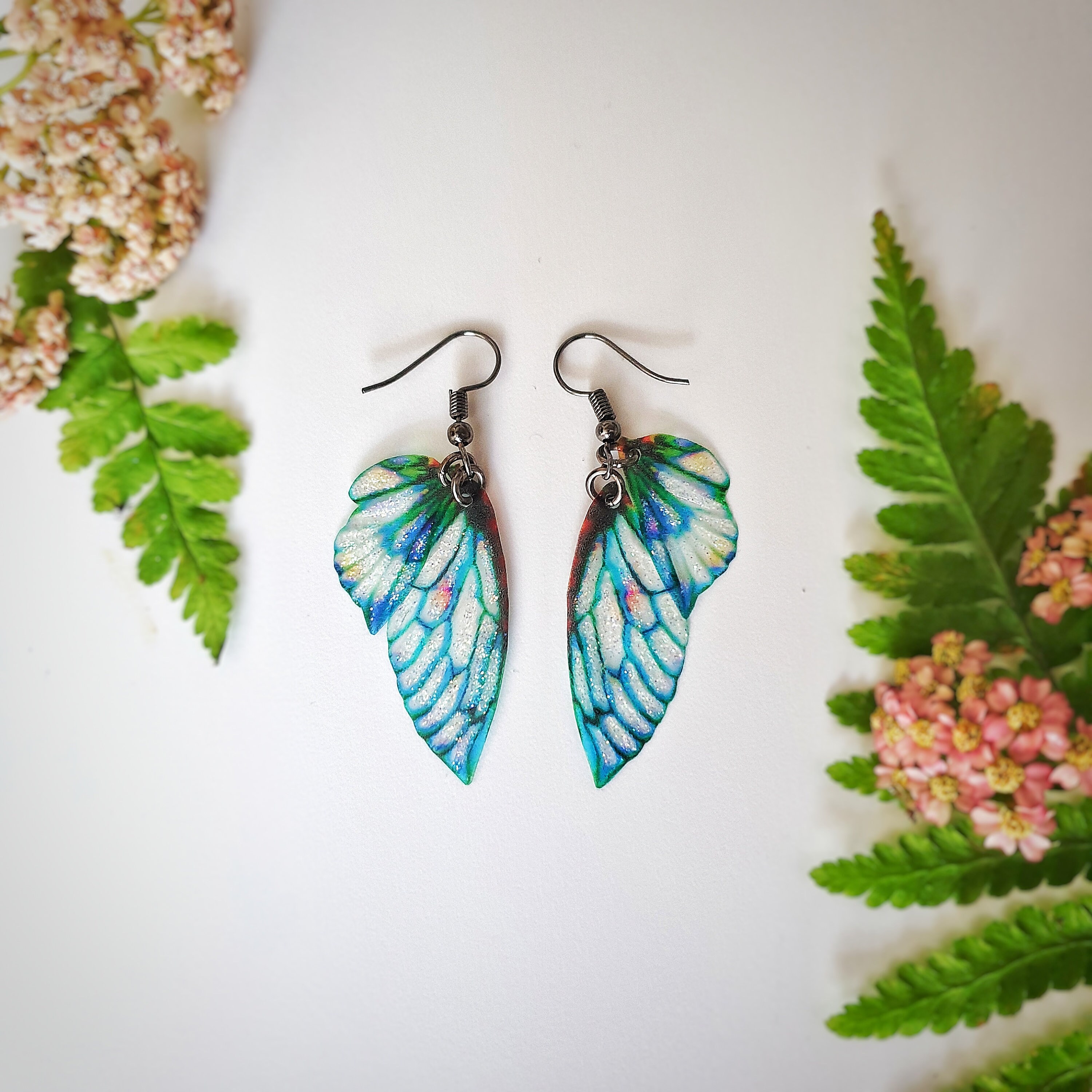 BluePurple Mystical Fairy Wing Earrings