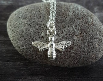 Sterling silver bee necklace.