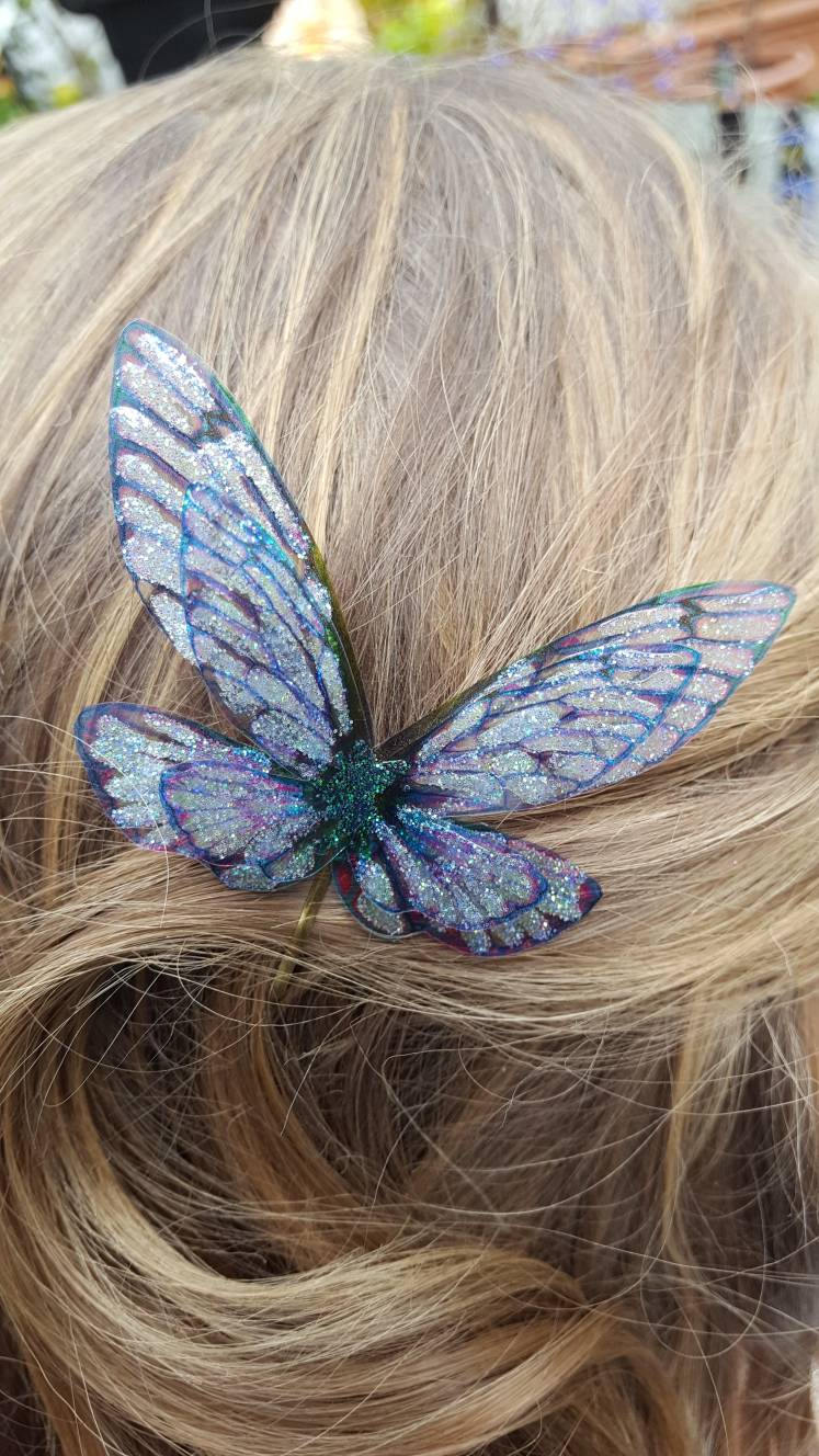 Fluttering fairy wing hair grip/ bobby pin. Magical purple faerie