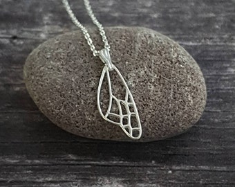 Sterling silver butterfly wing necklace. Solid 925 sterling silver butterfly charm. Nature inspired jewellery gift for her. Dainty necklace