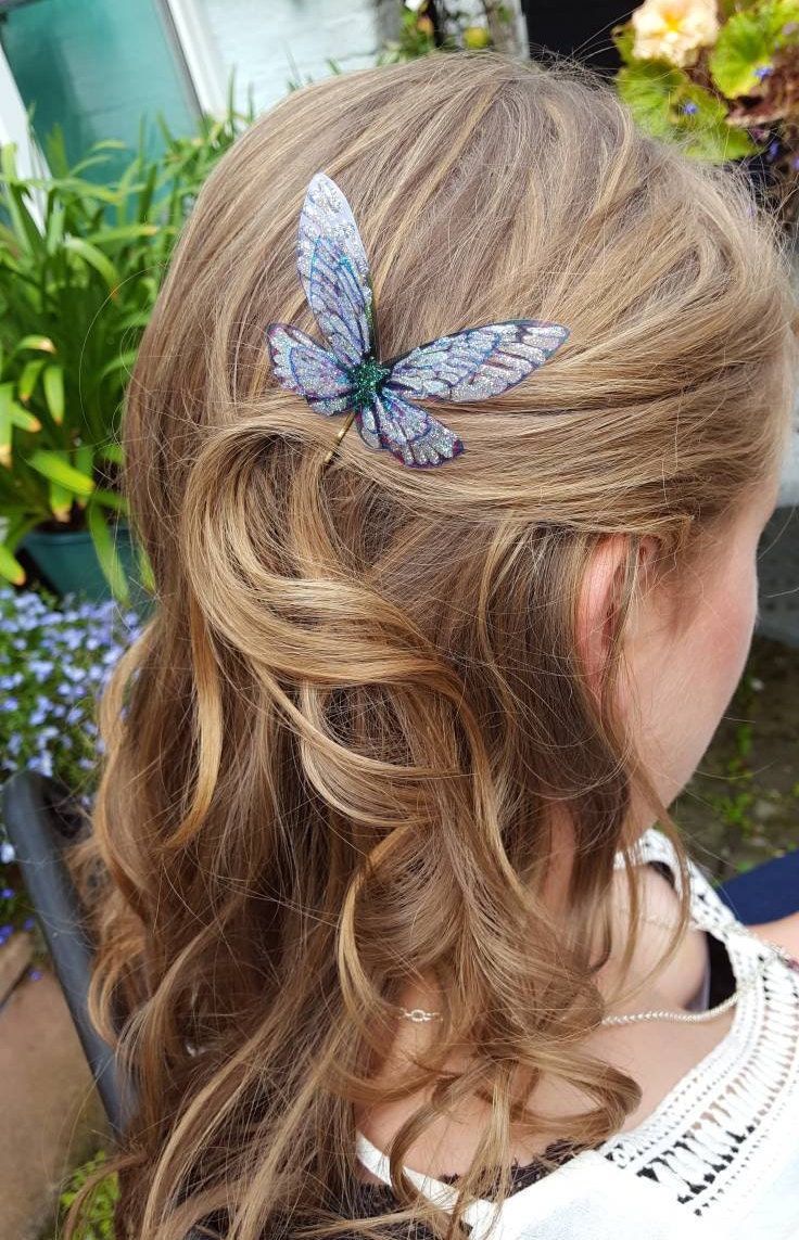 Fluttering fairy wing hair grip/ bobby pin. Magical purple faerie