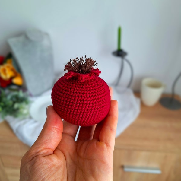 Crochet pomegranate fruit , Toddler play food , Organic cotton toys , Sensory toy for baby,Baby shower gift