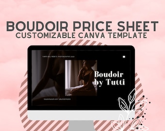 FOR PHOTOGRAPHERS Boudoir Price Sheet Template, Canva Template, Photography Portfolio Template, Media Kit, Instant Link to Design