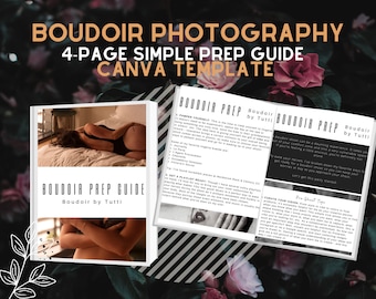 For PHOTOGRAPHERS 4-Page Simple Prep Guide Template | Boudoir Guide Book For Your Photography Business | Business |Boudoir Canva Template
