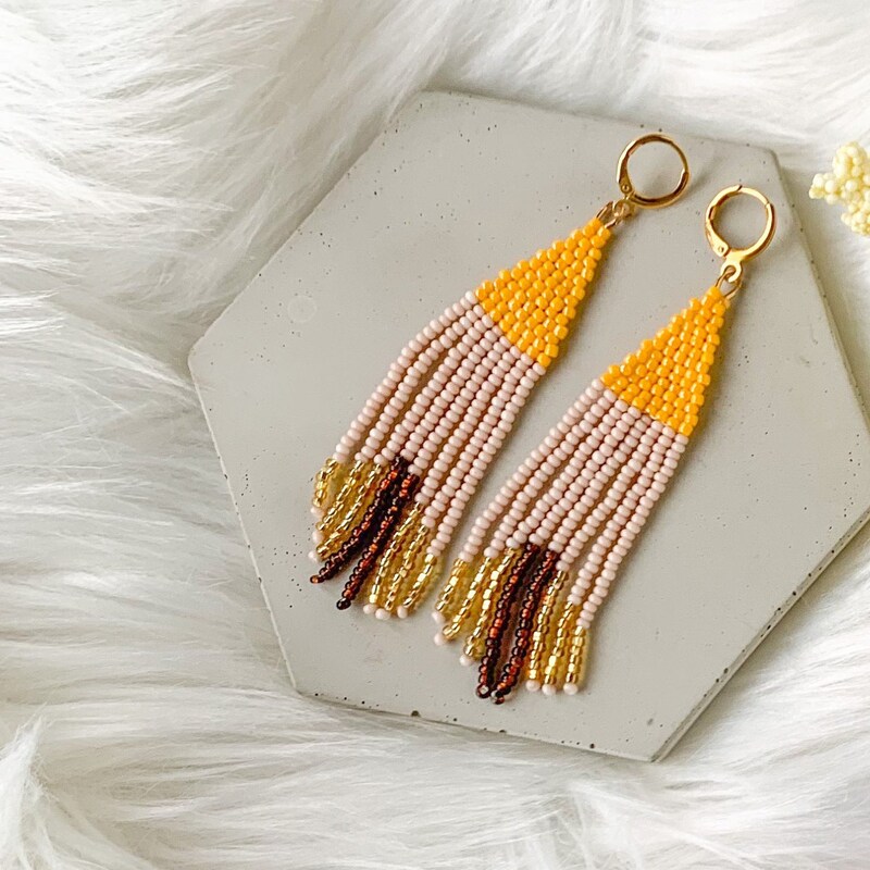 Women Artsy Yellow Beeswax Earrings