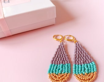 Seed bead earrings | Brick stitch earrings teardrop