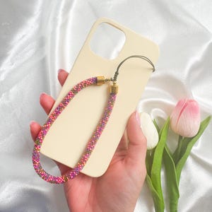 Multicolor Seed Bead Phone Charm Strap: Handmade Cell Phone Lanyard