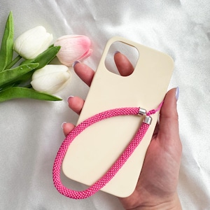 Pink Multicolor beaded phone charm strap, phone chain beaded phone strap, cell phone lanyard, cute phone charms, phone charm kawaii wristlet