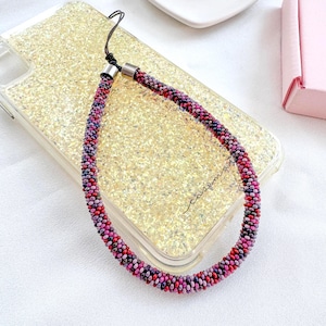 Multicolor Seed Beaded Phone Charm Strap: Handmade Cell Phone Lanyard
