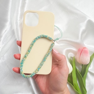 Multicolor Seed Beaded Phone Charm Strap: Handmade Cell Phone Lanyard