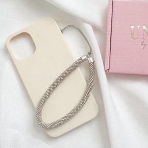 Custom Beaded Phone Charm Strap: Neutral Color Cell Phone Lanyard