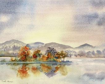 unframed original watercolour painting Storm over Ullswater unframed original watercolour painting Storm over Ullswater