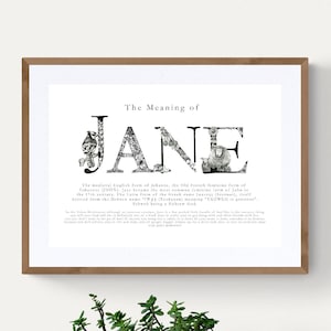 Significato del nome stampa, stampa del nome, stampa del nome, arredamento per la casa, significato del nome, arte murale, regalo di compleanno, regalo di anniversario, neonato,