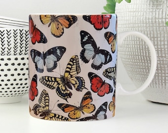 Butterfly Mug: Hand-Drawn Nature Illustration, Wildlife Lover Gift