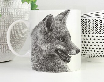Fox Mug: Pen and Ink Wildlife Illustration