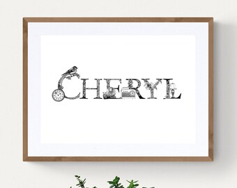 Personalized Name Print: Illustrated Typography, Nursery Wall Art