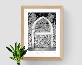 Buckfast Abbey Millennium Garden Art Print: Religious Christian Wall Art