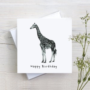 Giraffe Card, Giraffe Birthday Card, Giraffe Art Card, Greetings Card, Giraffe