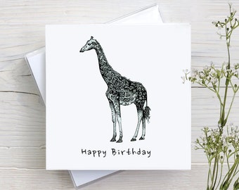 Giraffe Card, Giraffe Birthday Card, Giraffe Art Card, Greetings Card, Giraffe