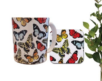 Butterfly Mug & Coaster Gift Set, mug, coaster, animal, wildlife, animal, insect, wildlife, gift set, home decor, new home, Christmas, gift