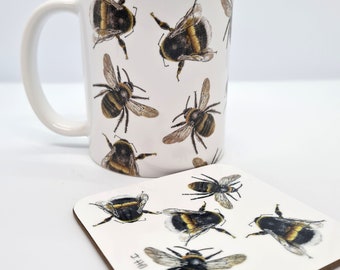 Bee Mug and Coaster Gift Set: Wildlife Insect Design